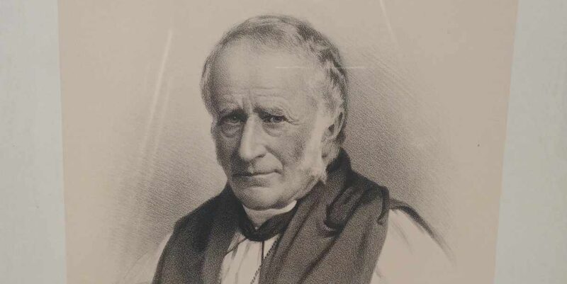 A drawn portrait of Bishop Edward King