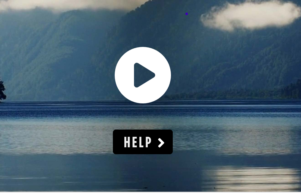 blue calm waters, cloudy skies and a help button