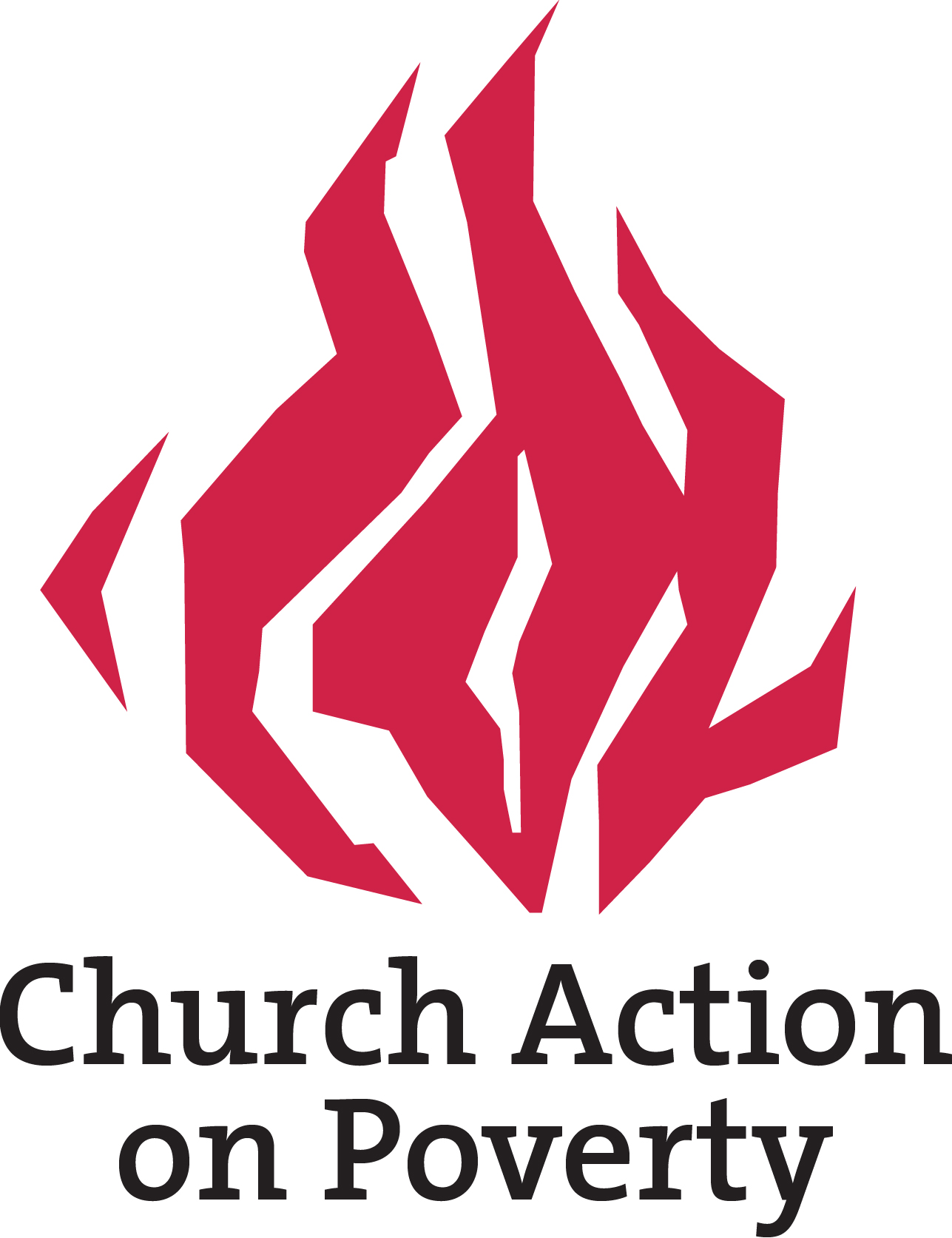 A drawn flame with the caption Church Action on Poverty